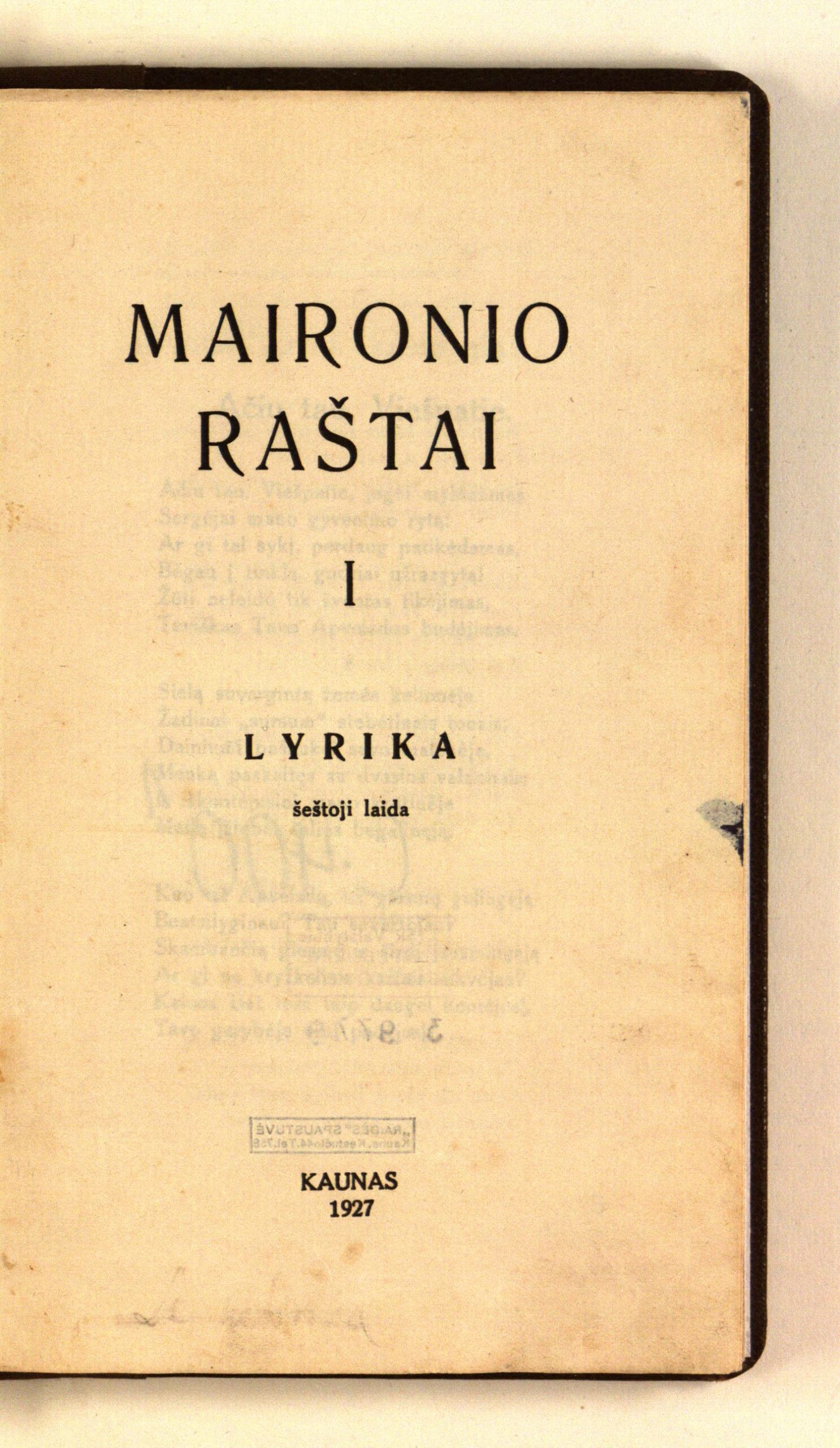 Maironio raštai. Lyrika