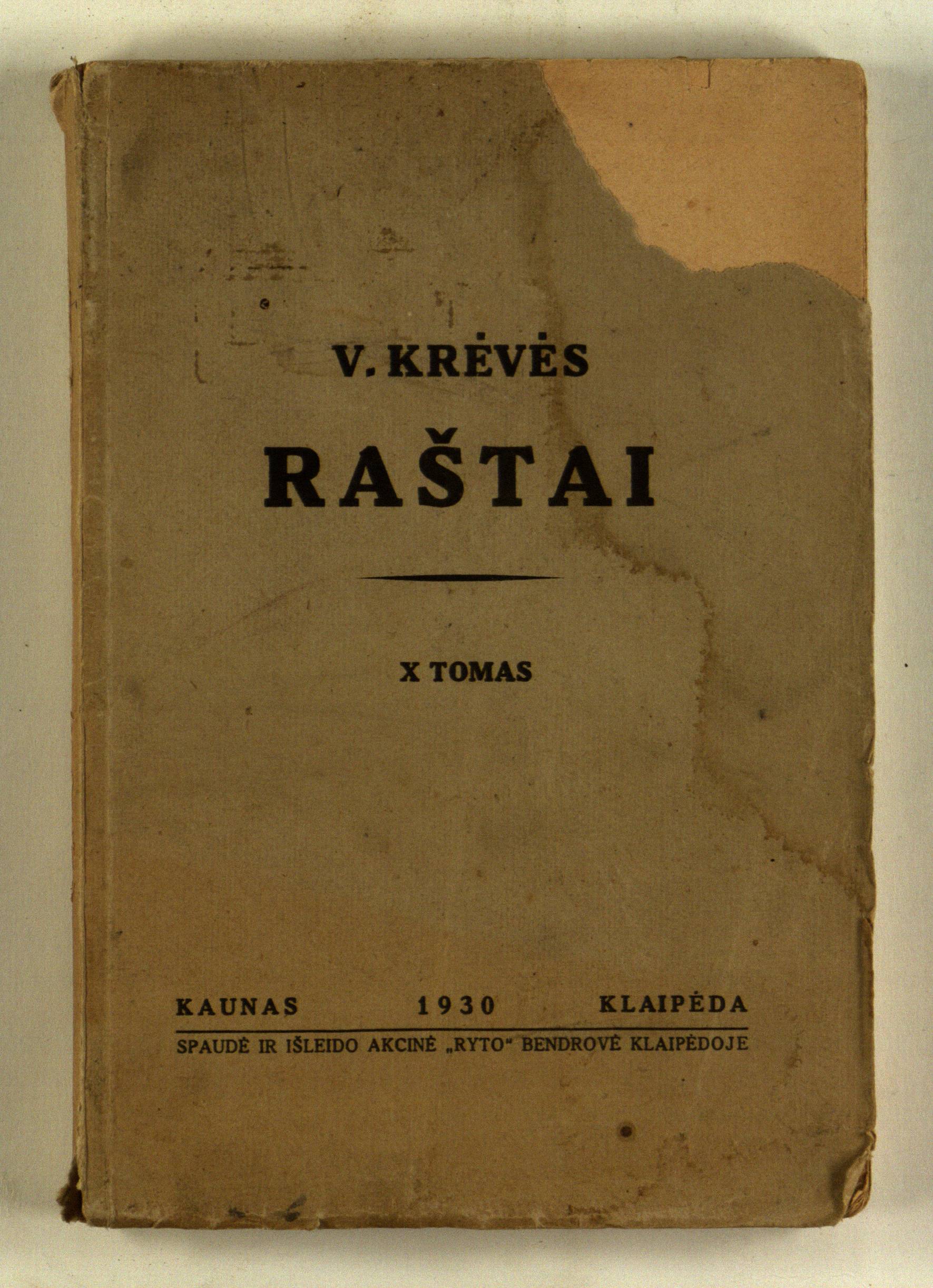 V. Krėvės raštai. Rytų pasakos. X tomas