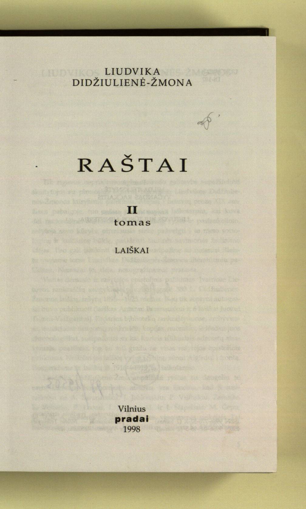 Raštai. II tomas. Laiškai